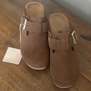 Women's Birkenstock Papillio Fanny Clogs Suede with Buckle Size 40 L-9